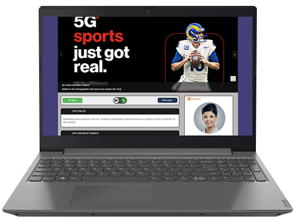 SphereCard Web on laptop - Marketing home page